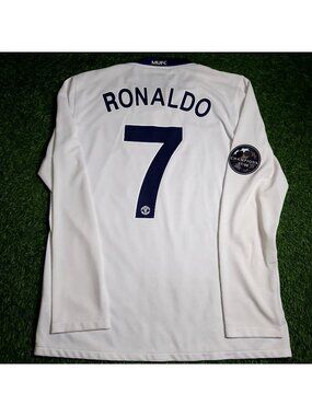 Ronaldo Manchester United UEFA FINAL 2008 2009 Away Long Sleeve Soccer Jersey M